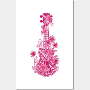 Floral ukulele - colorful Posters and Art